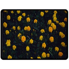 Bloomed Yellow Petaled Flower Plants One Side Fleece Blanket (large) by artworkshop