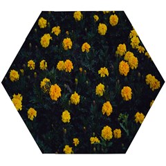 Bloomed Yellow Petaled Flower Plants Wooden Puzzle Hexagon by artworkshop