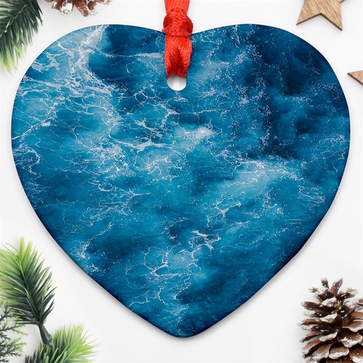 Blue Water Speech Therapy Heart Ornament (Two Sides)