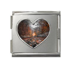 Breathe In Nature Background Mega Link Heart Italian Charm (18mm) by artworkshop