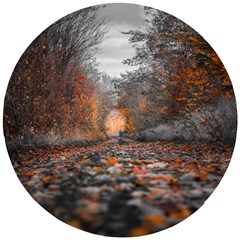 Breathe In Nature Background Wooden Puzzle Round by artworkshop