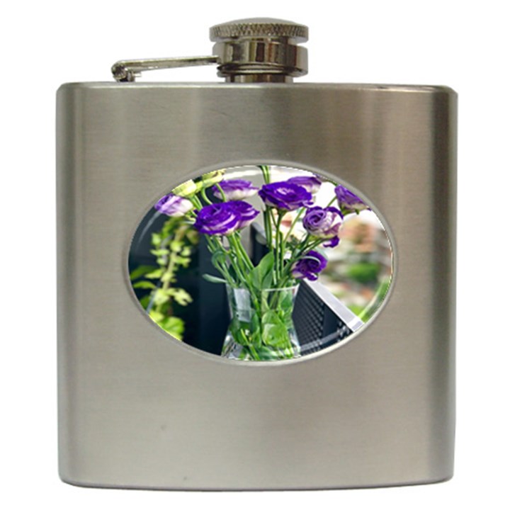 Cute Flower Wallpaper Hip Flask (6 oz)