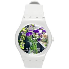 Cute Flower Wallpaper Round Plastic Sport Watch (m) by artworkshop