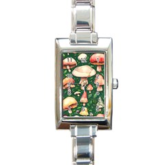 Fantasy Farmcore Farm Mushroom Rectangle Italian Charm Watch by GardenOfOphir