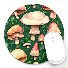 Fantasy Farmcore Farm Mushroom Round Mousepad by GardenOfOphir