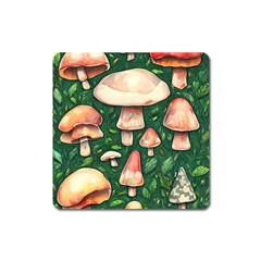 Fantasy Farmcore Farm Mushroom Square Magnet