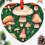 Fantasy Farmcore Farm Mushroom Heart Ornament (Two Sides) Front