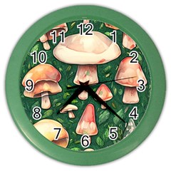 Fantasy Farmcore Farm Mushroom Color Wall Clock by GardenOfOphir