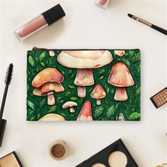 Fantasy Farmcore Farm Mushroom Cosmetic Bag (medium) by GardenOfOphir