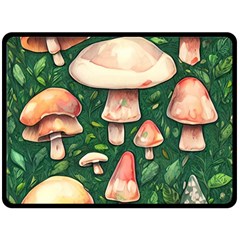 Fantasy Farmcore Farm Mushroom One Side Fleece Blanket (large) by GardenOfOphir