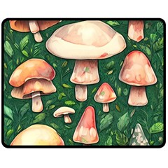 Fantasy Farmcore Farm Mushroom One Side Fleece Blanket (medium) by GardenOfOphir