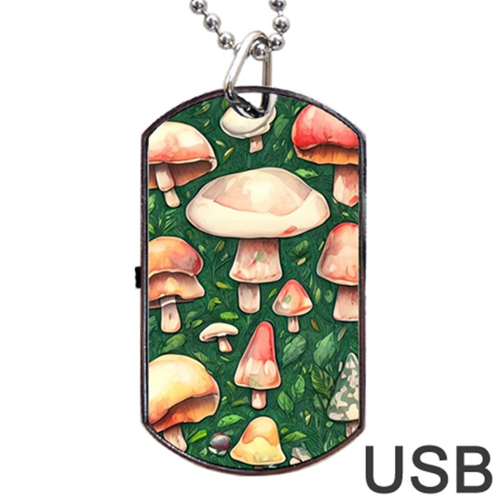 Fantasy Farmcore Farm Mushroom Dog Tag USB Flash (One Side)