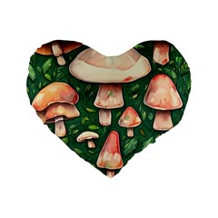 Fantasy Farmcore Farm Mushroom Standard 16  Premium Heart Shape Cushions by GardenOfOphir