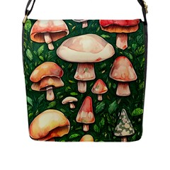 Fantasy Farmcore Farm Mushroom Flap Closure Messenger Bag (l) by GardenOfOphir