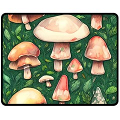 Fantasy Farmcore Farm Mushroom Fleece Blanket (medium) by GardenOfOphir