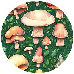 Fantasy Farmcore Farm Mushroom Wooden Puzzle Round by GardenOfOphir