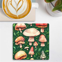 Fantasy Farmcore Farm Mushroom Uv Print Square Tile Coaster  by GardenOfOphir