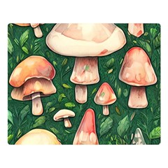 Fantasy Farmcore Farm Mushroom One Side Premium Plush Fleece Blanket (large)