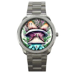 Witchy Forresty Goblincore Fairytale Mushroom Sport Metal Watch by GardenOfOphir