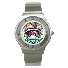 Witchy Forresty Goblincore Fairytale Mushroom Stainless Steel Watch by GardenOfOphir