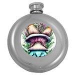 Witchy Forresty Goblincore Fairytale Mushroom Round Hip Flask (5 oz) Front