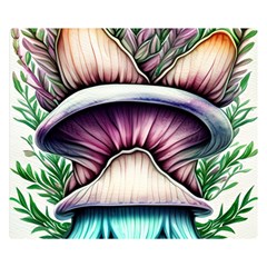 Witchy Forresty Goblincore Fairytale Mushroom One Side Premium Plush Fleece Blanket (small) by GardenOfOphir