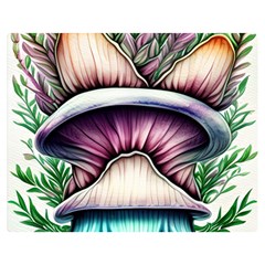 Witchy Forresty Goblincore Fairytale Mushroom One Side Premium Plush Fleece Blanket (medium) by GardenOfOphir