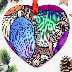 Forest Mushroom Heart Ornament (two Sides) by GardenOfOphir