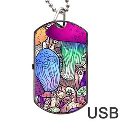 Forest Mushroom Dog Tag Usb Flash (one Side) by GardenOfOphir