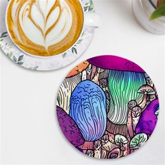 Forest Mushroom Uv Print Round Tile Coaster by GardenOfOphir