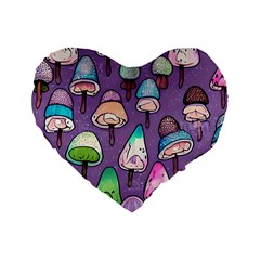 Foraging For Mushrooms Standard 16  Premium Flano Heart Shape Cushions by GardenOfOphir