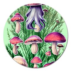 Natural Mushrooms Magnet 5  (round) by GardenOfOphir