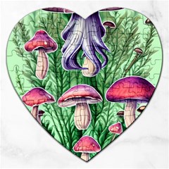 Natural Mushrooms Jigsaw Puzzle (heart) by GardenOfOphir