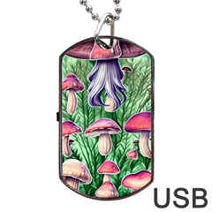 Natural Mushrooms Dog Tag Usb Flash (one Side) by GardenOfOphir