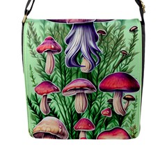 Natural Mushrooms Flap Closure Messenger Bag (l) by GardenOfOphir