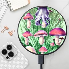 Natural Mushrooms Wireless Fast Charger(black) by GardenOfOphir