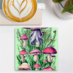 Natural Mushrooms Uv Print Square Tile Coaster  by GardenOfOphir