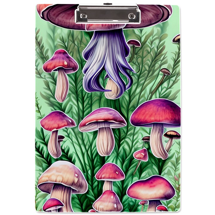 Natural Mushrooms A4 Acrylic Clipboard