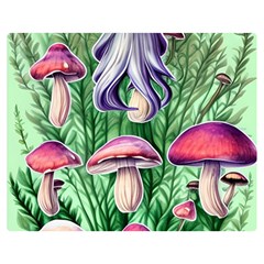 Natural Mushrooms One Side Premium Plush Fleece Blanket (medium) by GardenOfOphir