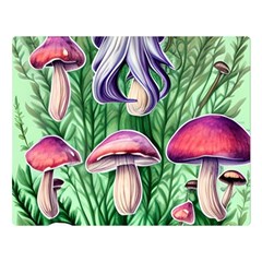 Natural Mushrooms One Side Premium Plush Fleece Blanket (large) by GardenOfOphir