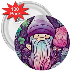 Fairy Mushrooms 3  Buttons (100 pack) 