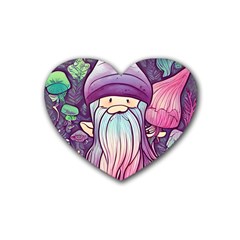 Fairy Mushrooms Rubber Heart Coaster (4 pack)