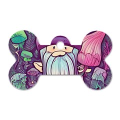 Fairy Mushrooms Dog Tag Bone (Two Sides)