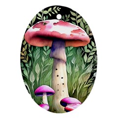 Mushroom Foraging In The Woods Ornament (oval) by GardenOfOphir