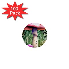 Mushroom Foraging In The Woods 1  Mini Buttons (100 Pack)  by GardenOfOphir