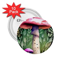 Mushroom Foraging In The Woods 2 25  Buttons (10 Pack)  by GardenOfOphir