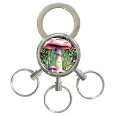 Mushroom Foraging In The Woods 3-ring Key Chain by GardenOfOphir