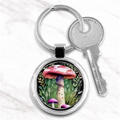 Mushroom Foraging In The Woods Key Chain (round) by GardenOfOphir