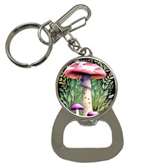 Mushroom Foraging In The Woods Bottle Opener Key Chain by GardenOfOphir