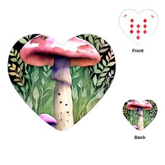 Mushroom Foraging In The Woods Playing Cards Single Design (heart) by GardenOfOphir